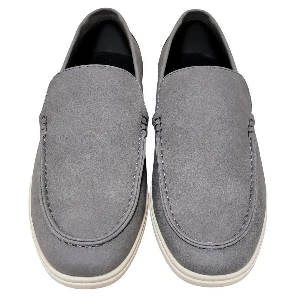 Alfani Men Porter Slip On Moc Toe Loafers Size US 11M Grey Faux Suede